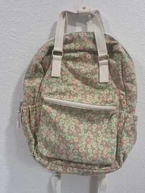 wild fable Floral Canvas Backpack — Cream, Pink & Green